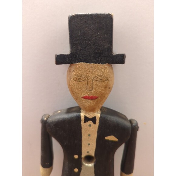 19th Century Folk Art Carved Wood Dancing Dan Articulated Jig Doll Hand Painted - Picture 3 of 11